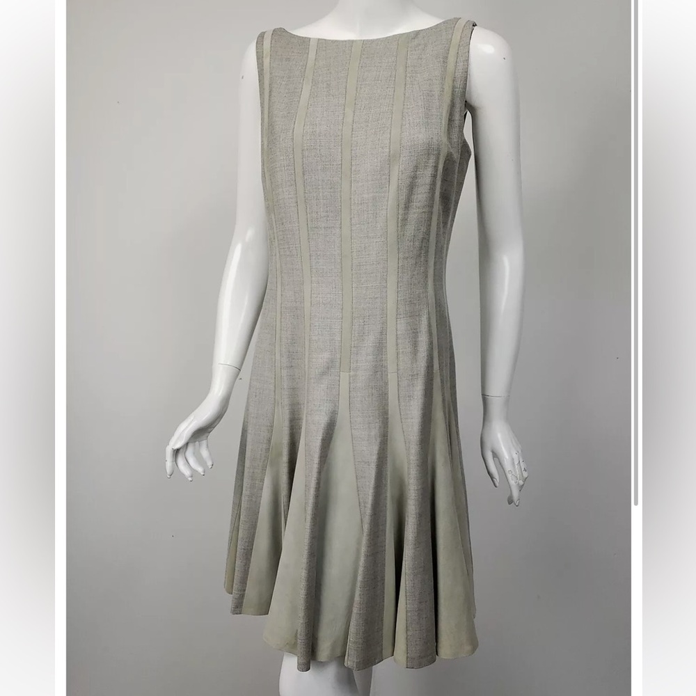 Ralph Lauren Black Label Wool Get Strip Fit Flare Sheath Dress